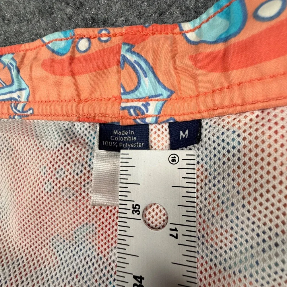 Vineyard Vines Mens Swim Trunks Medium Orange Anchor Propeller Board Shorts 0749